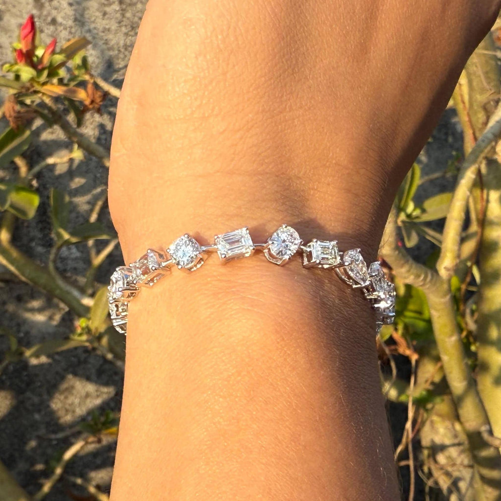 10CT Lab Grown Diamond Tennis Bracelet: 14K Gold Multi-Shape Certified Bracelet