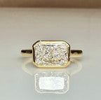 2CT Radiant Cut Lab Diamond East West Bezel Ring | 14K Solid Gold IGI Certified E VS