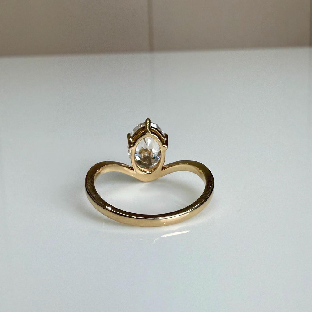 2CT Oval Lab Grown Diamond Engagement Ring | 14K Solid Gold V-Shank Solitaire | IGI Certified