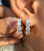 5CTW Lab Grown Diamond Hoop Earrings | Shared Prong Diamond Hoops | 14K Solid Gold