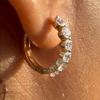 1.60CTW Lab Grown Diamond Hoop Earrings | Shared Prong Bubble Hoops | 14K Solid Gold