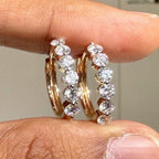 1.60CTW Lab Grown Diamond Hoop Earrings | Shared Prong Bubble Hoops | 14K Solid Gold