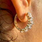 5CTW Lab Grown Diamond Hoop Earrings | Shared Prong Diamond Hoops | 14K Solid Gold