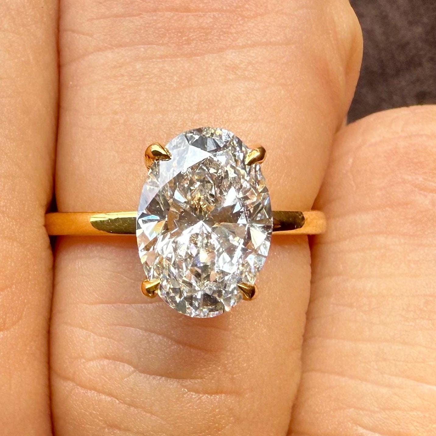Oval Lab Grown Diamond Engagement Ring | Hidden Halo Solitaire | IGI Certified 14K Gold