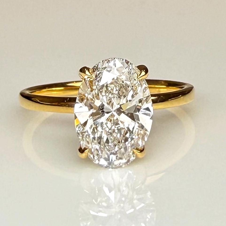 Oval Lab Grown Diamond Engagement Ring | Hidden Halo Solitaire | IGI Certified 14K Gold