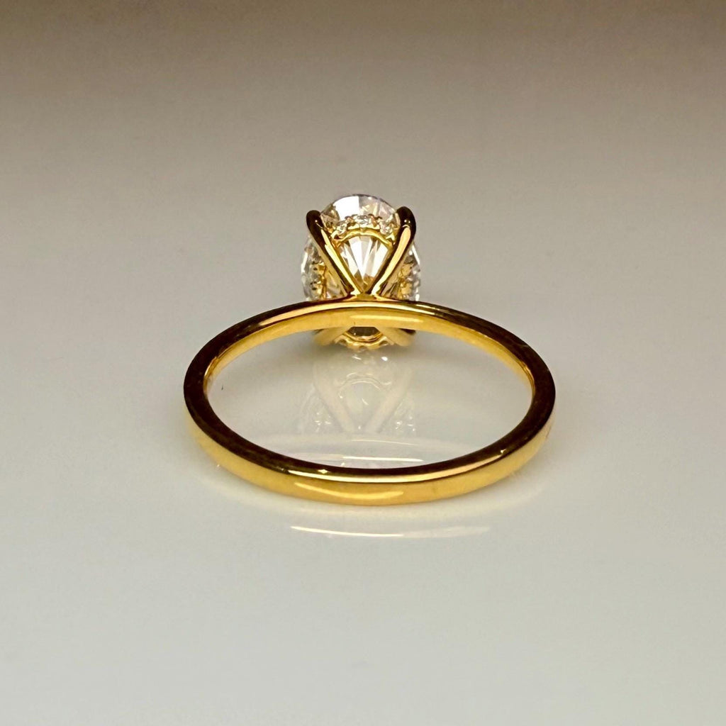Oval Lab Grown Diamond Engagement Ring | Hidden Halo Solitaire | IGI Certified 14K Gold