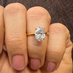 Oval Lab Grown Diamond Engagement Ring | Hidden Halo Solitaire | IGI Certified 14K Gold