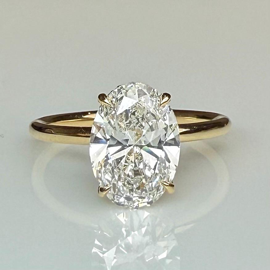 Oval Lab Grown Diamond Engagement Ring | Hidden Halo Solitaire | IGI Certified 14K Gold