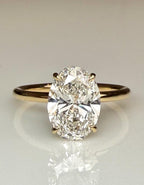 Oval Lab Grown Diamond Engagement Ring | Hidden Halo Solitaire | IGI Certified 14K Gold