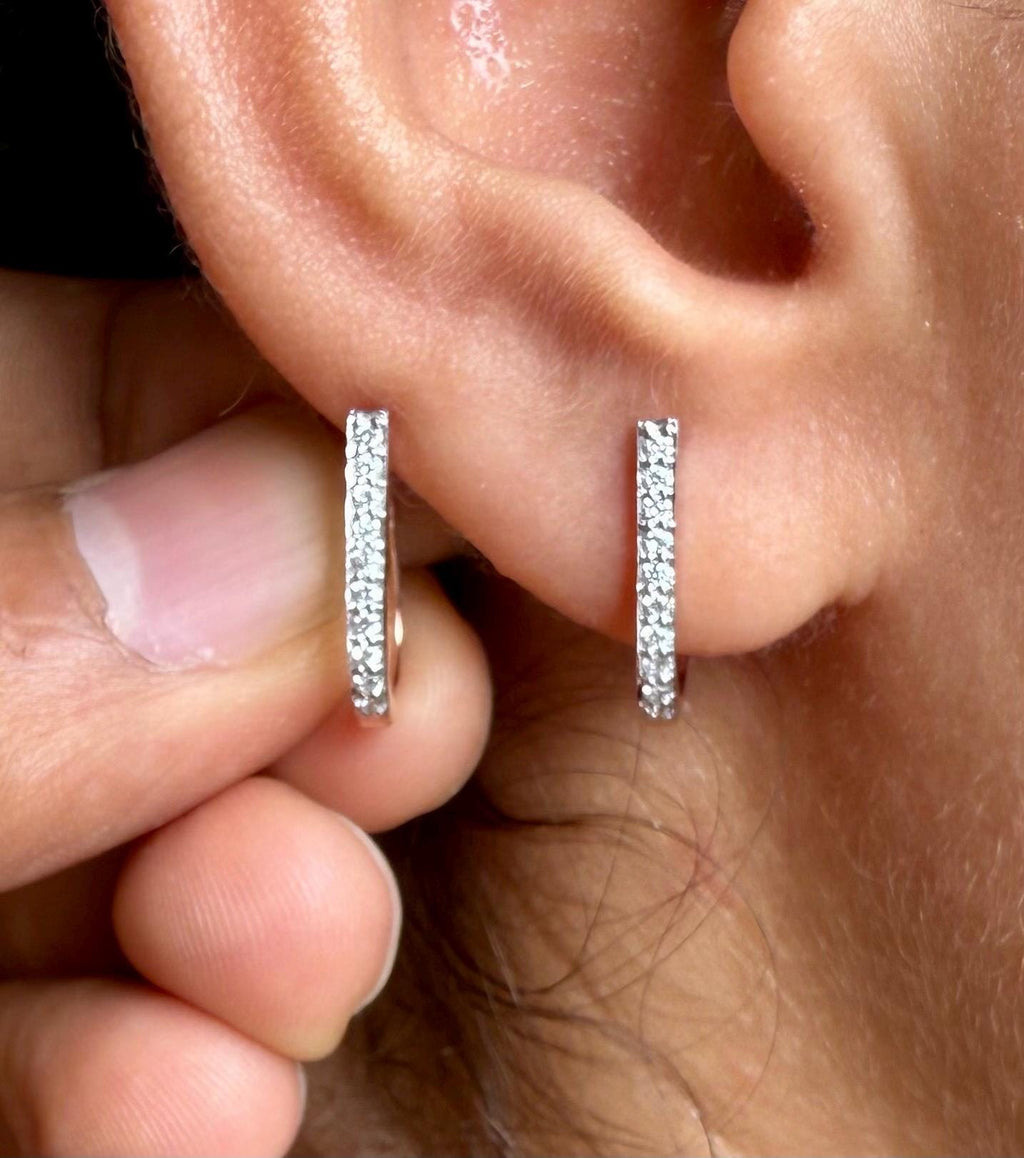 15MM Lab Grown Diamond Huggie Earrings | U-Shape Diamond Hoops | 14K Solid Gold