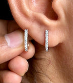 15MM Lab Grown Diamond Huggie Earrings | U-Shape Diamond Hoops | 14K Solid Gold