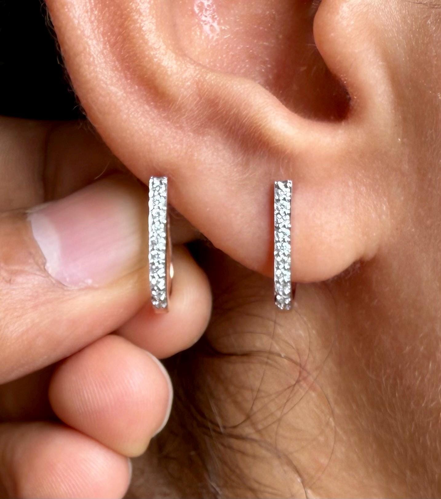 15MM Lab Grown Diamond Huggie Earrings | U-Shape Diamond Hoops | 14K Solid Gold