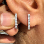 15MM Lab Grown Diamond Huggie Earrings | U-Shape Diamond Hoops | 14K Solid Gold