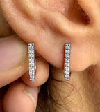 15MM Lab Grown Diamond Huggie Earrings | U-Shape Diamond Hoops | 14K Solid Gold