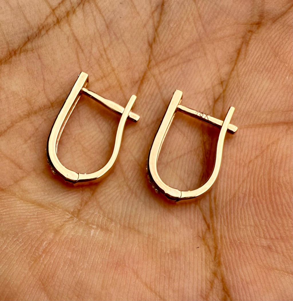 15MM Lab Grown Diamond Huggie Earrings | U-Shape Diamond Hoops | 14K Solid Gold