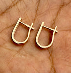 15MM Lab Grown Diamond Huggie Earrings | U-Shape Diamond Hoops | 14K Solid Gold