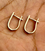 15MM Lab Grown Diamond Huggie Earrings | U-Shape Diamond Hoops | 14K Solid Gold