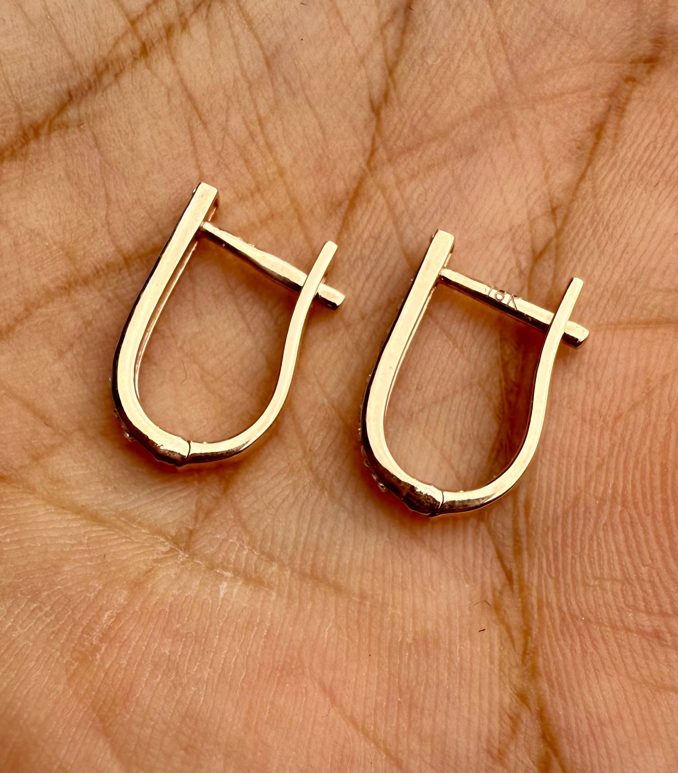 15MM Lab Grown Diamond Huggie Earrings | U-Shape Diamond Hoops | 14K Solid Gold