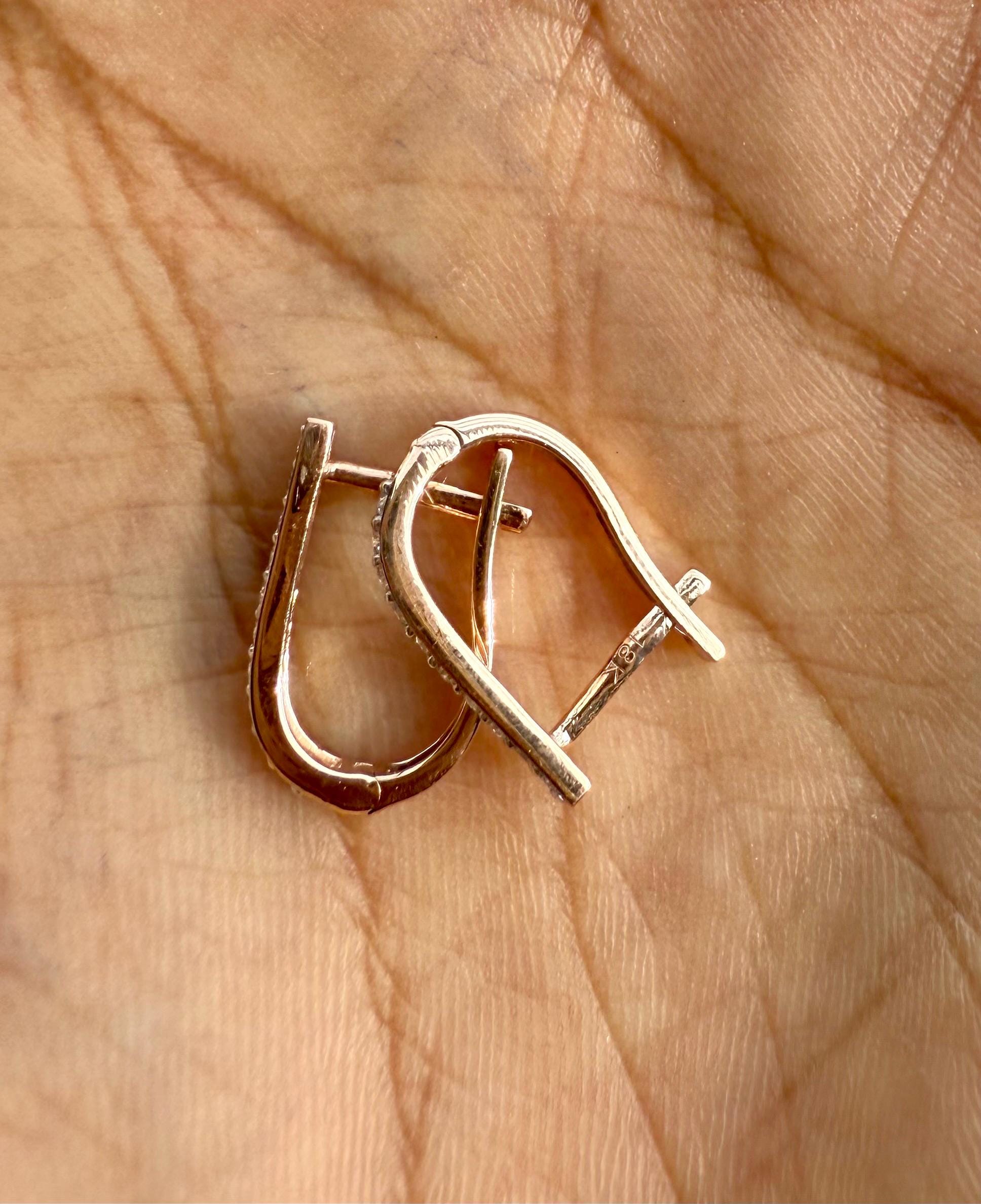 15MM Lab Grown Diamond Huggie Earrings | U-Shape Diamond Hoops | 14K Solid Gold