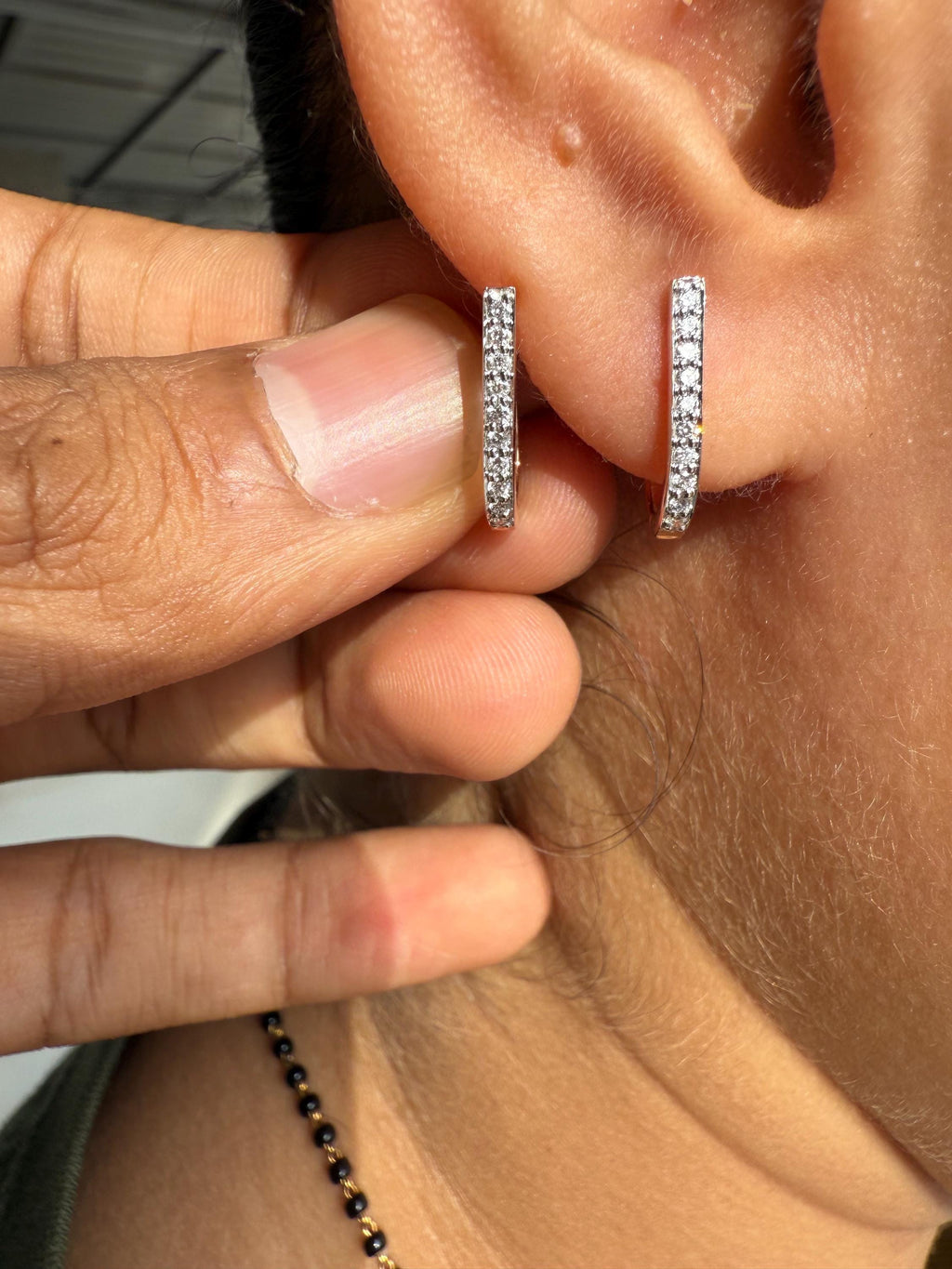 15MM Lab Grown Diamond Huggie Earrings | U-Shape Diamond Hoops | 14K Solid Gold
