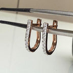 15MM Lab Grown Diamond Huggie Earrings | U-Shape Diamond Hoops | 14K Solid Gold
