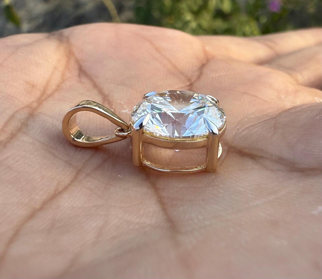 5CT Round Lab Grown Diamond Solitaire Pendant | 14K Solid Gold IGI Certified E VS