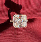 10CT Square Radiant Cut Lab Grown Diamond Engagement Ring | 14K Gold, E VS Clarity