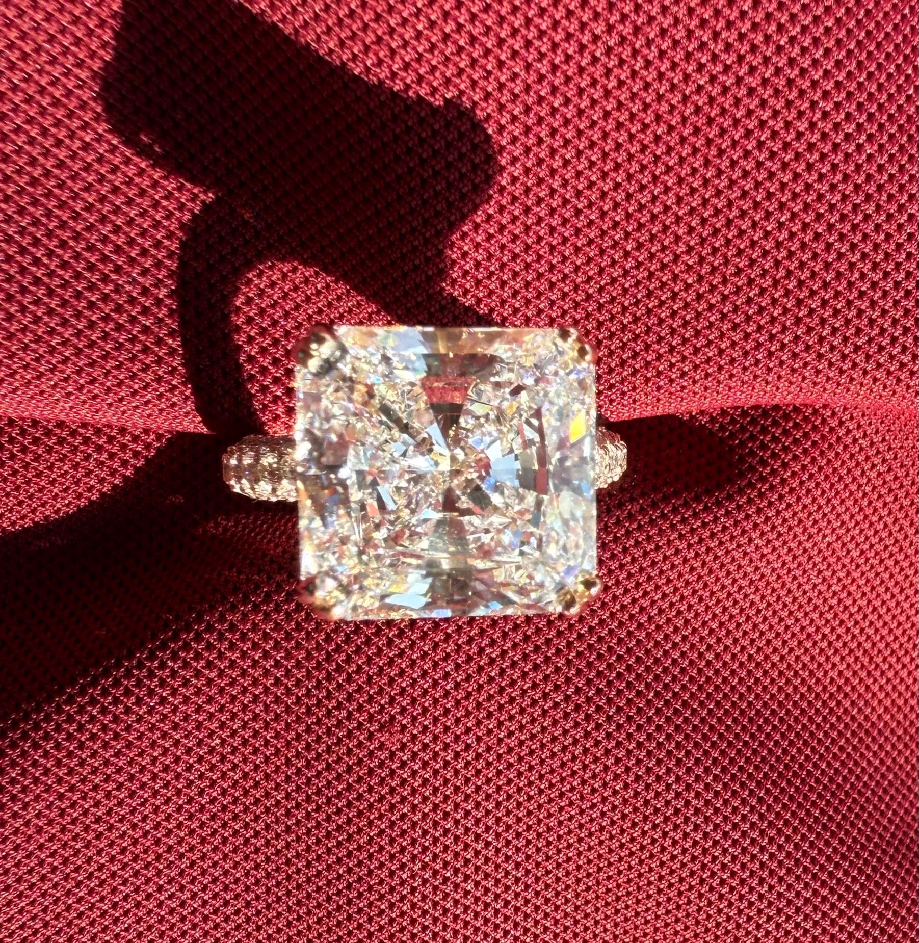 10CT Square Radiant Cut Lab Grown Diamond Engagement Ring | 14K Gold, E VS Clarity