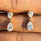 3CTW Pear Lab Grown Diamond Dangle Earrings | 14K Gold Bridal Jewelry