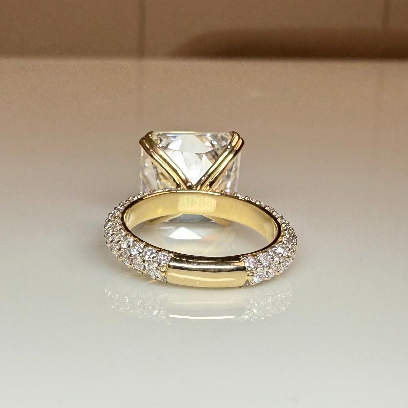 10CT Square Radiant Cut Lab Grown Diamond Engagement Ring | 14K Gold, E VS Clarity