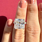 10CT Square Radiant Cut Lab Grown Diamond Engagement Ring | 14K Gold, E VS Clarity