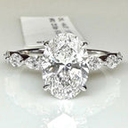 Oval Lab Grown Diamond Engagement Ring | Marquise Side Stones, 14K Gold