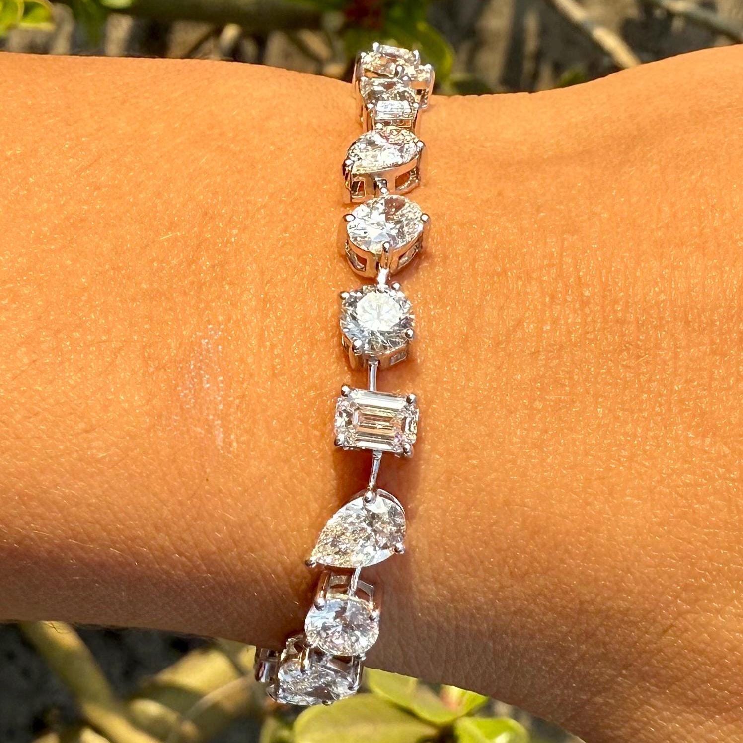 10CT Lab Grown Diamond Tennis Bracelet: 14K Gold Multi-Shape Certified Bracelet