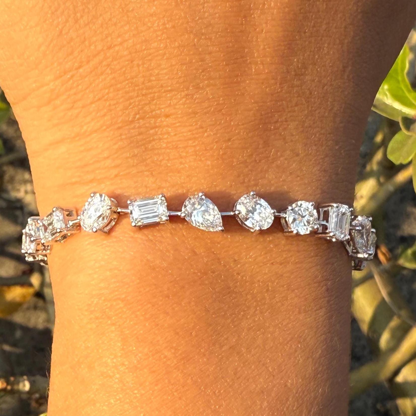 10CT Lab Grown Diamond Tennis Bracelet: 14K Gold Multi-Shape Certified Bracelet