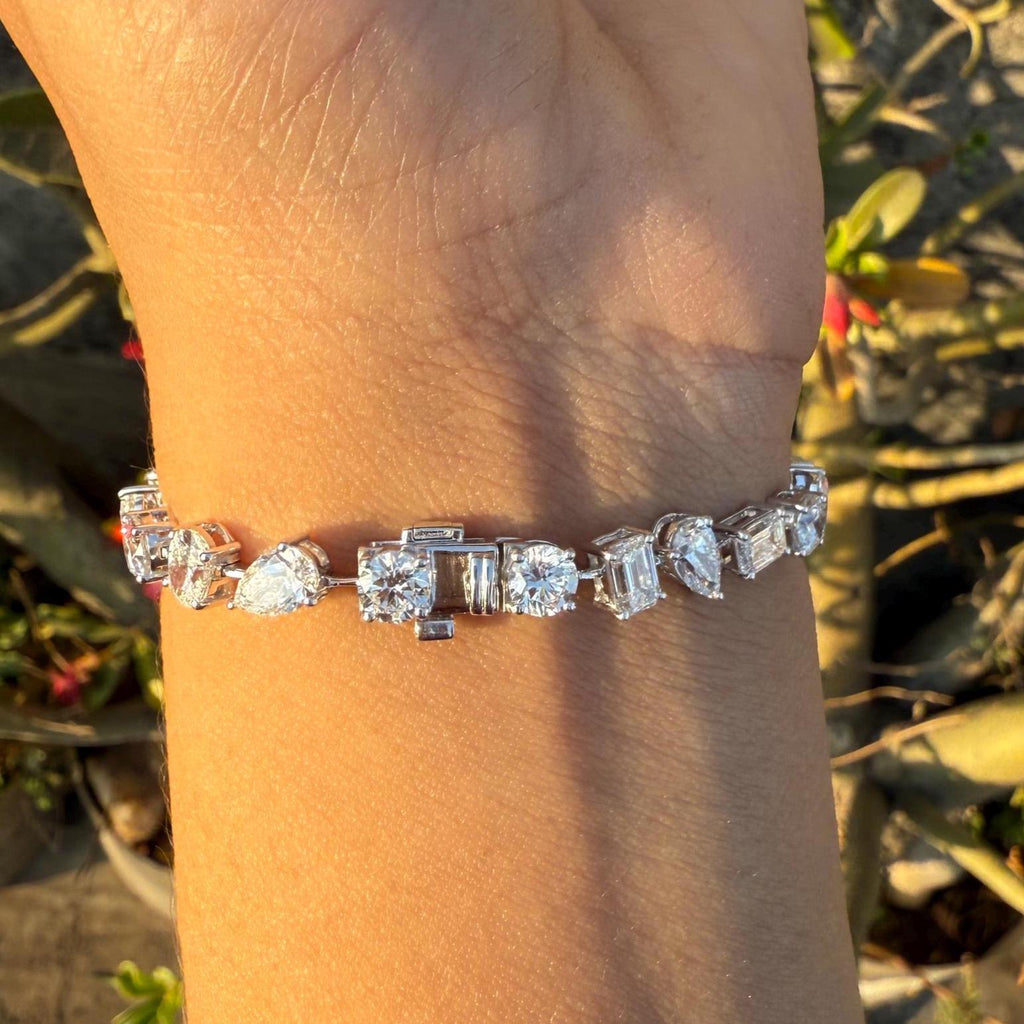 10CT Lab Grown Diamond Tennis Bracelet: 14K Gold Multi-Shape Certified Bracelet