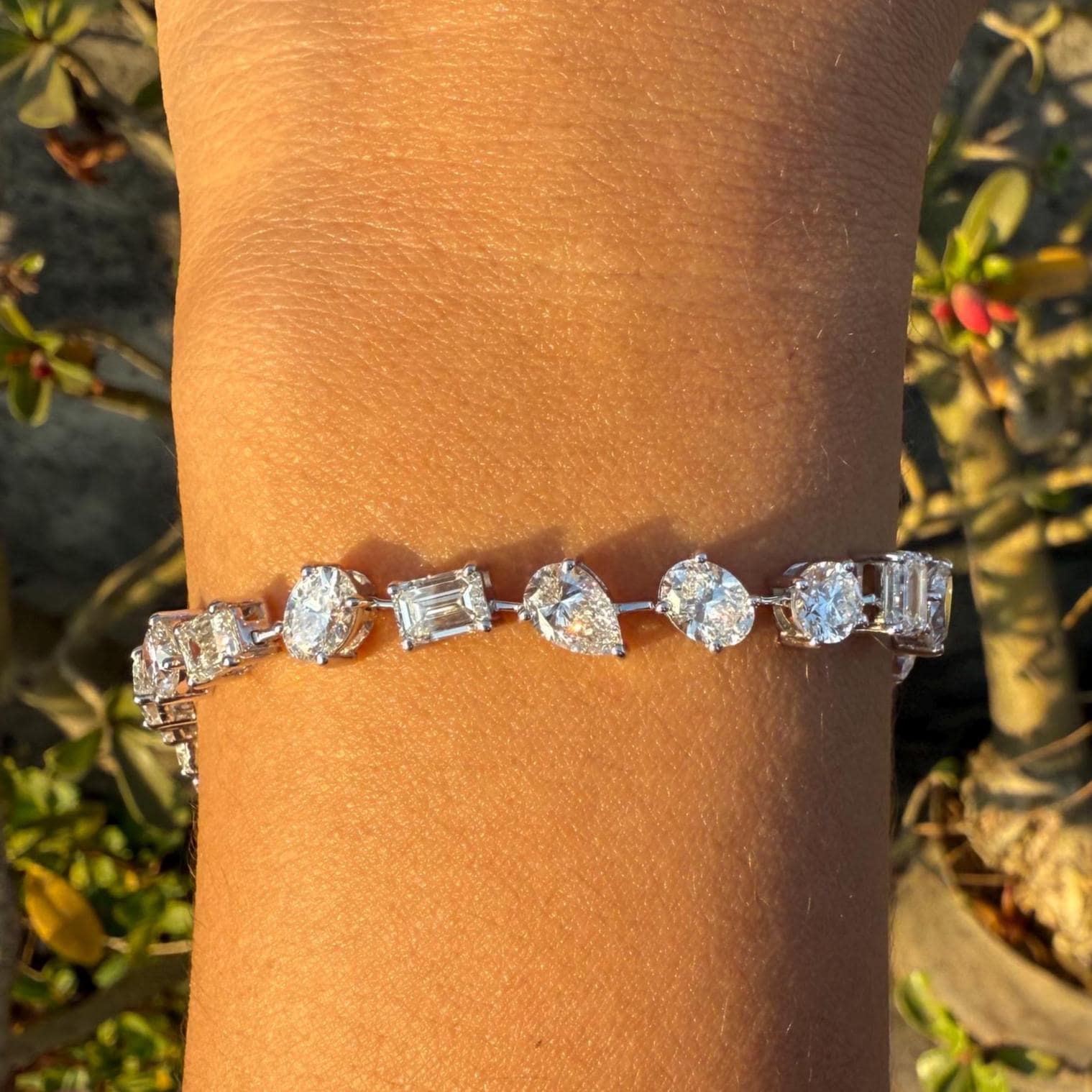 10CT Lab Grown Diamond Tennis Bracelet: 14K Gold Multi-Shape Certified Bracelet
