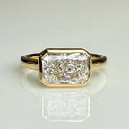 2CT Radiant Cut Lab Diamond East West Bezel Ring | 14K Solid Gold IGI Certified E VS