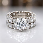 12 CTW Lab Grown Diamond Bridal Set | 14K Gold Engagement Ring Wedding Band (IGI Certified)