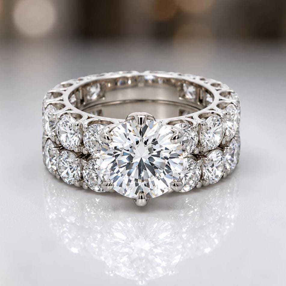 12 CTW Lab Grown Diamond Bridal Set | 14K Gold Engagement Ring Wedding Band (IGI Certified)