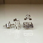 Lab Grown Princess Cut Diamond Halo Stud Earrings | 3.20CTW IGI Certified 14K Gold Pair