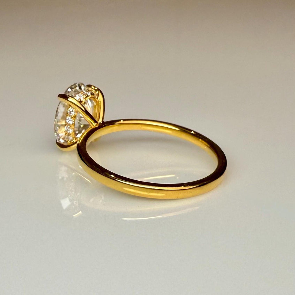 Oval Lab Grown Diamond Engagement Ring | Hidden Halo Solitaire | IGI Certified 14K Gold