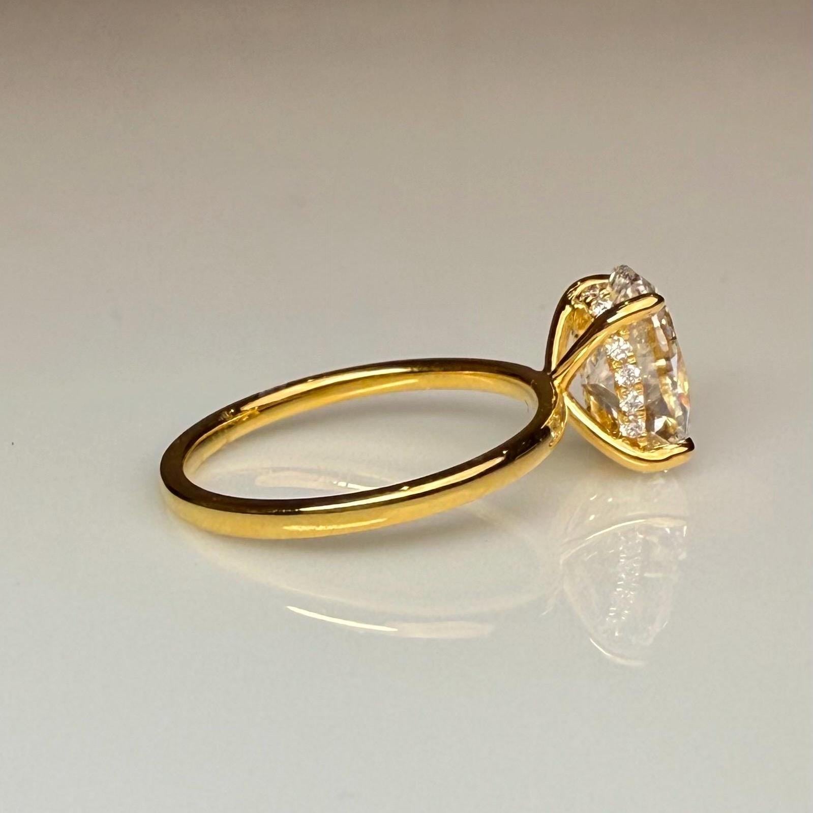 Oval Lab Grown Diamond Engagement Ring | Hidden Halo Solitaire | IGI Certified 14K Gold