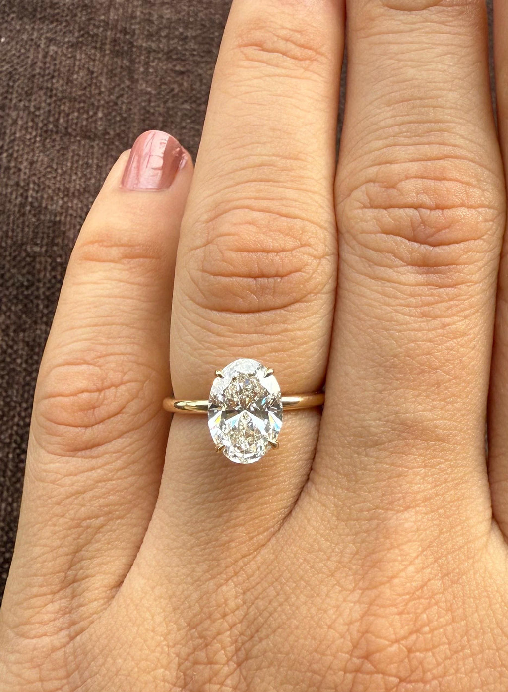 Oval Lab Grown Diamond Engagement Ring | Hidden Halo Solitaire | IGI Certified 14K Gold