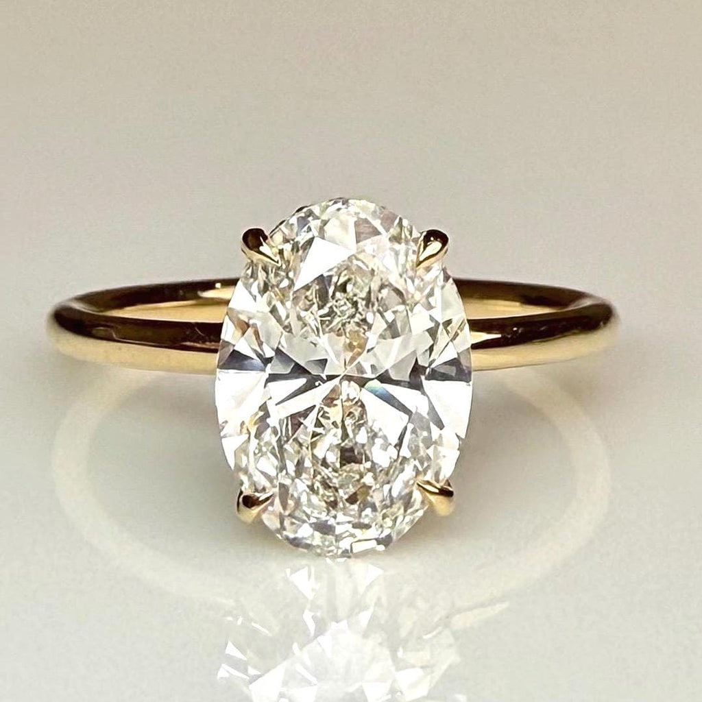 Oval Lab Grown Diamond Engagement Ring | Hidden Halo Solitaire | IGI Certified 14K Gold