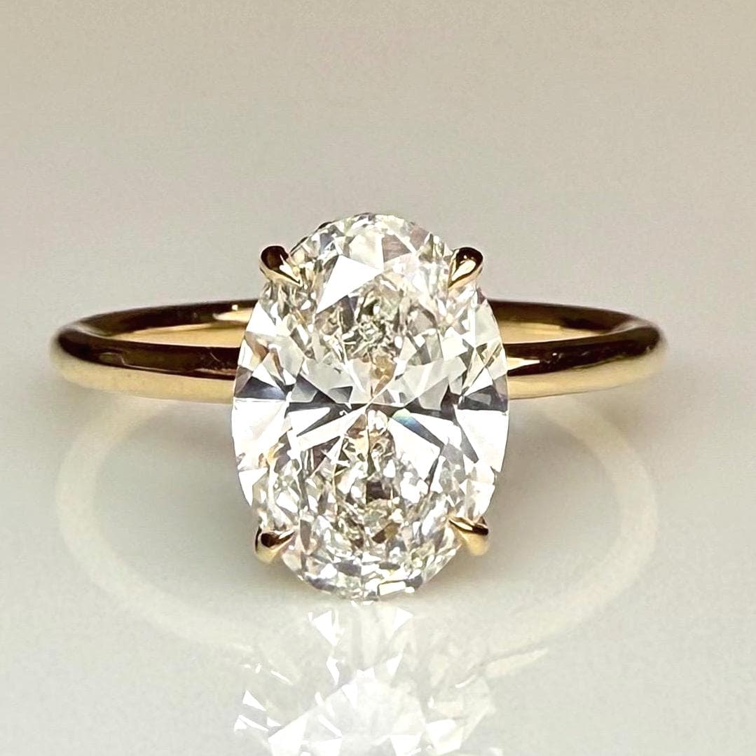 Oval Lab Grown Diamond Engagement Ring | Hidden Halo Solitaire | IGI Certified 14K Gold