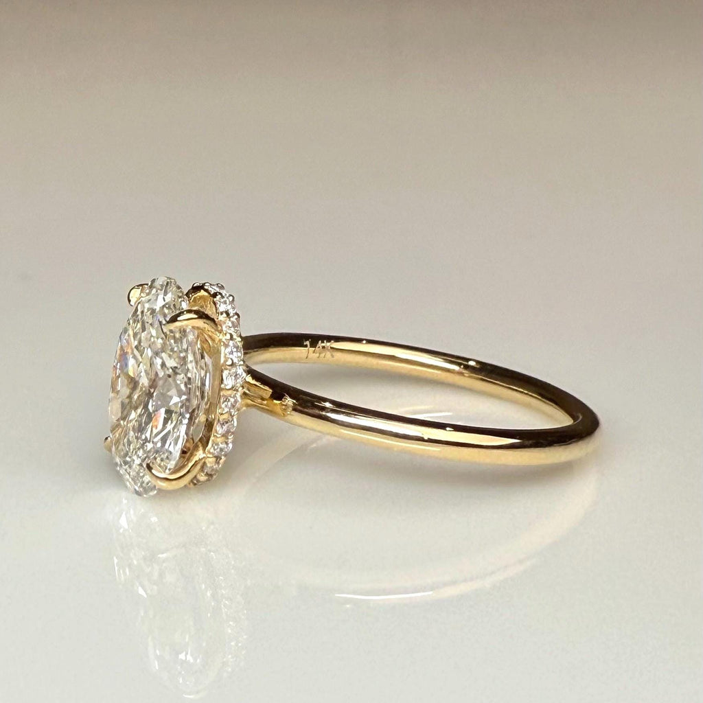Oval Lab Grown Diamond Engagement Ring | Hidden Halo Solitaire | IGI Certified 14K Gold