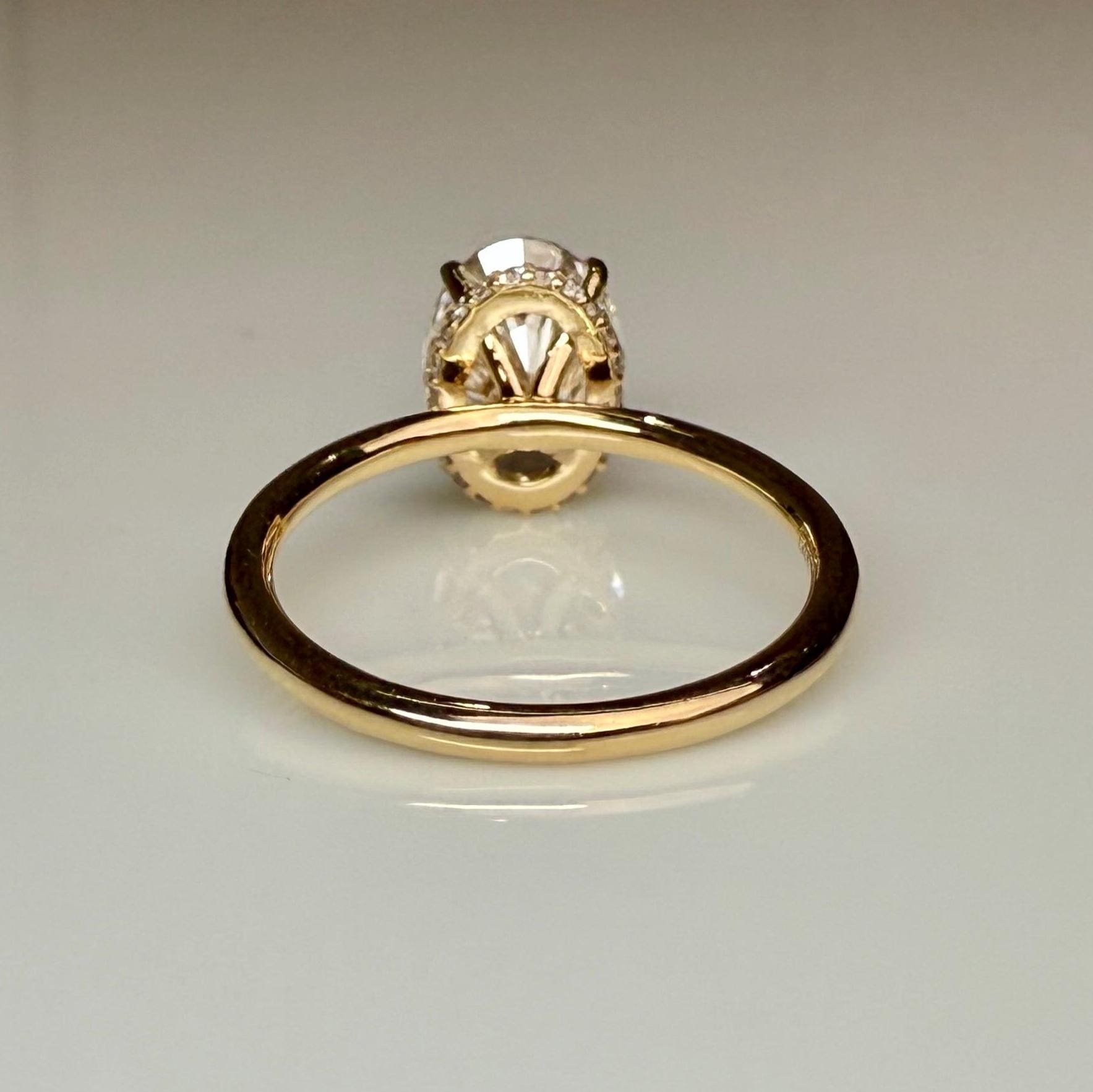 Oval Lab Grown Diamond Engagement Ring | Hidden Halo Solitaire | IGI Certified 14K Gold