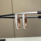 15MM Lab Grown Diamond Huggie Earrings | U-Shape Diamond Hoops | 14K Solid Gold