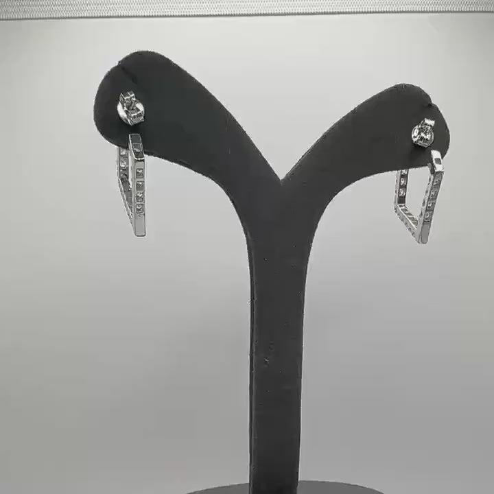 14K Gold Lab Grown Diamond Hoop Earrings: Geometric Dangle