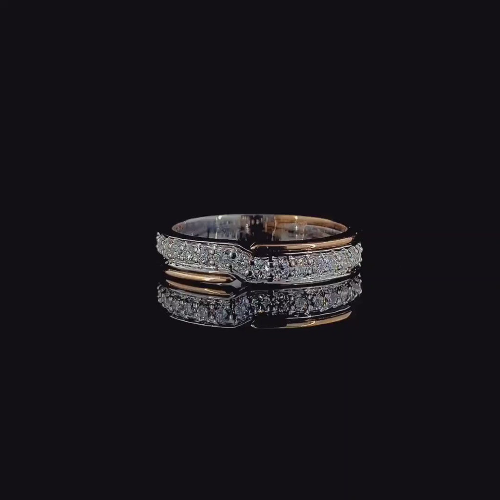 Lab Grown Diamond Wedding Band | Two Tone Gold Half Eternity Stacking Ring